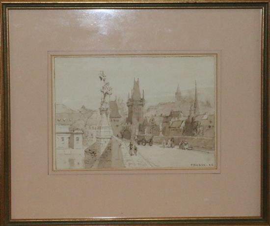 Sir Ernest George (1839-1922) View of Prague 6 x 8.5in.